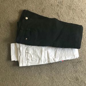 2  Black/White Skinny Fit Motorcycle Jeans Size 16